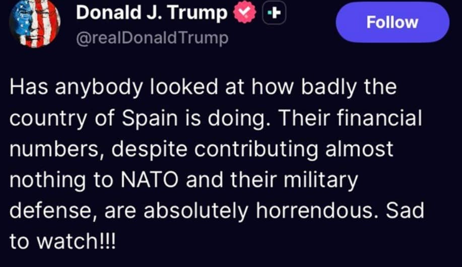 Трамп: Видовте ли колку лошо ѝ оди на Шпанија? Жално е да се гледа